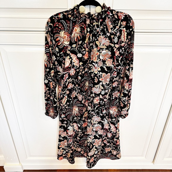 H&M Women’s Black Paisley Floral Ruffle Collar Peasant Boho Midi Dress Flowy 4 - Picture 10 of 10